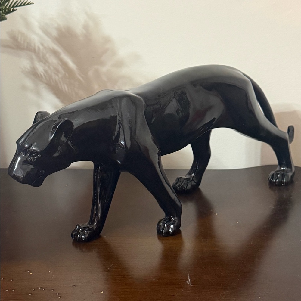 Black Ceramic Panther Figurine